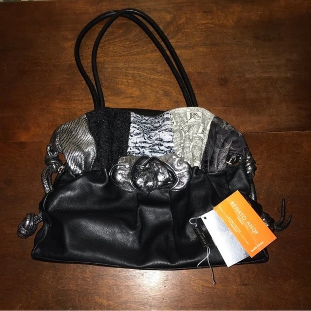 Renato Angi Italian Leather Large Shoulder Bag